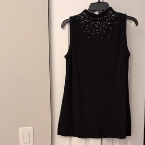 NIC+ZOE Black Embellished Sleeveless Blouse